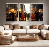 58782-MGV-CV-36X24-Jazz Musicians Cityscape Wall Art – Vibrant Urban Night Canvas Print, Elegant Music Themed Decor for Living Room, Office, or Music