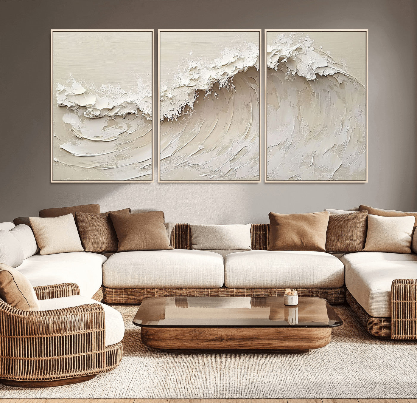 45175-MGV-CV-36X24-Textured Wave Wall Art Canvas Print, Framed Minimal Seascape Art Picture Print, Elegant Wave Perfect Modern Coastal Decor Artwork