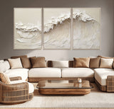 45175-MGV-CV-36X24-Textured Wave Wall Art Canvas Print, Framed Minimal Seascape Art Picture Print, Elegant Wave Perfect Modern Coastal Decor Artwork