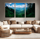 74439378-MGV-CV-36X24-Tropical Jungle Wall Art Canvas Print, Framed Lush Valley Art Picture Print, Forest Mountains Perfect Tropical Wilderness Decor