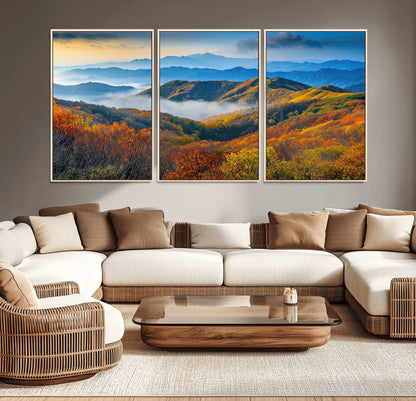 86772247-MGV-CV-36X24-Autumn Mountains Wall Art Canvas Print, Framed Fall Foliage Art Picture Print, Vibrant Hills Perfect Vibrant Nature Decor Artwork