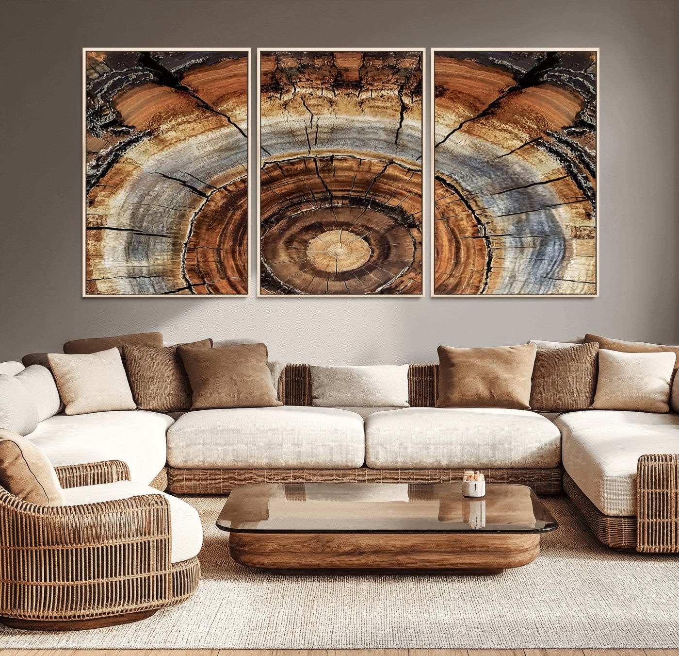 15184146-MGV-CV-36X24-Tree Rings Wall Art Canvas Print, Framed Wood Texture Art Picture Print, Rustic Pattern Perfect Rustic Organic Decor Artwork