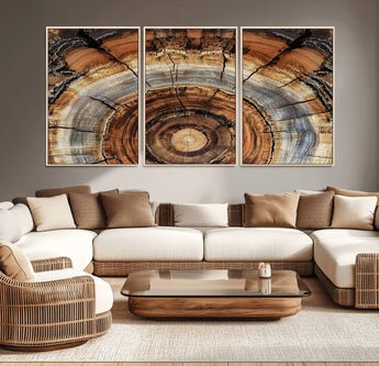 15184146-MGV-CV-36X24-Tree Rings Wall Art Canvas Print, Framed Wood Texture Art Picture Print, Rustic Pattern Perfect Rustic Organic Decor Artwork