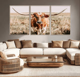 54986862-MGV-CV-36X24-Majestic Longhorn Wall Art – Canvas Print of Graceful Strength & Bold Spirit, Wild Plains Beauty Nature Inspired Rustic Decor for
