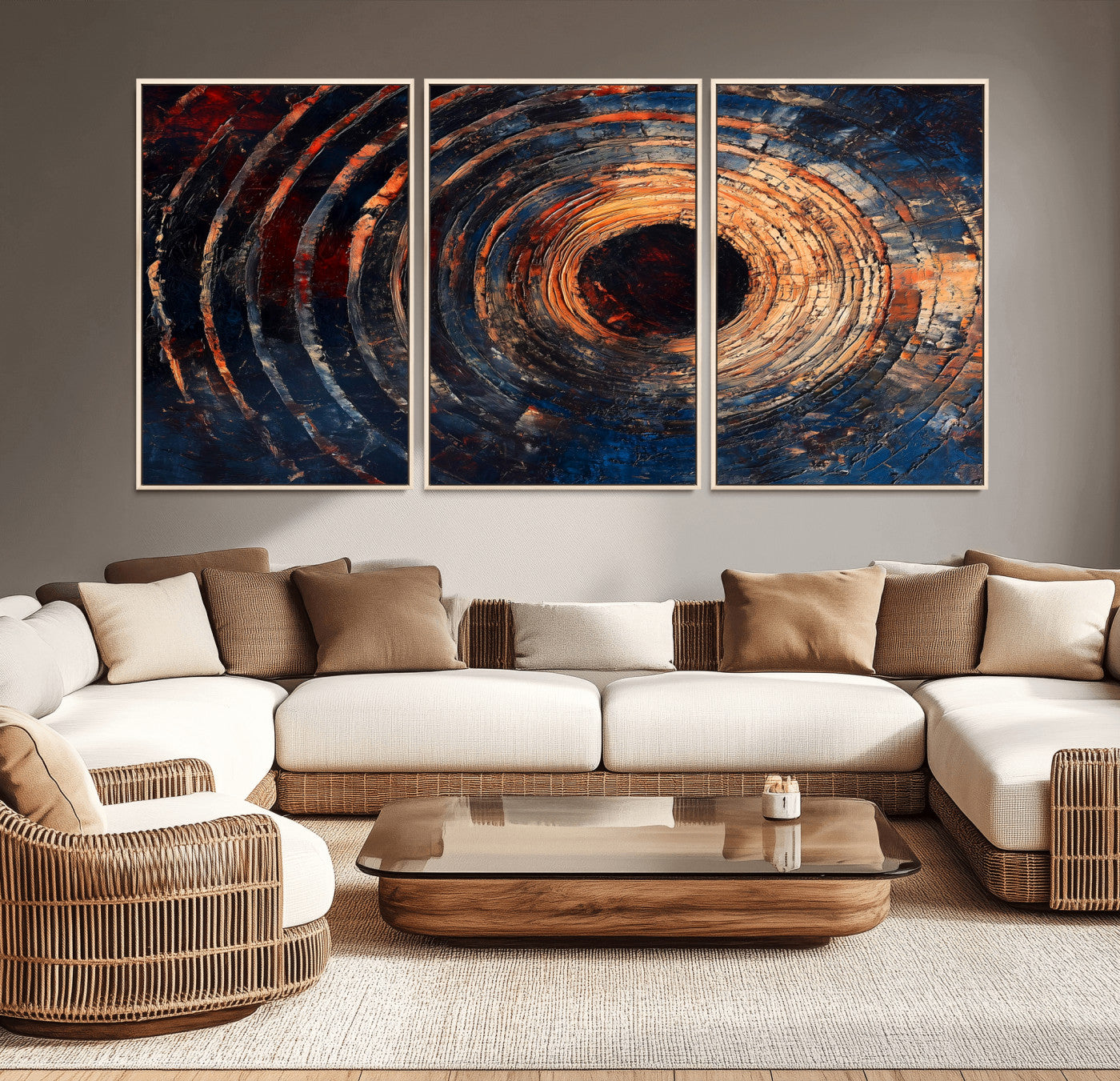 10017879-MGV-CV-36X24-Wood Tree Ring Wall Art Canvas Print, Framed Natural Wood Art Picture Print, Rustic Tree Slice Perfect Rustic Decor Artwork