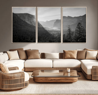 39278955-MGV-CV-36X24-Yosemite Valley Wall Art Canvas Print, Framed El Capitan Art Picture Print, Misty Mountain Perfect Modern Rustic Decor Artwork