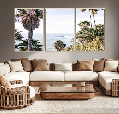 51404565-MGV-CV-36X24-Palm Trees Wall Art Canvas Print, Framed Ocean Breeze Art Picture Print, Coastal View Perfect Tropical Coastal Decor Artwork
