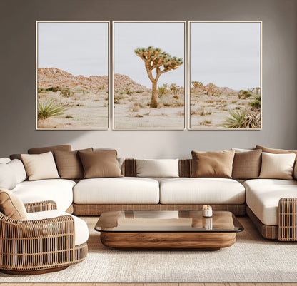 67109959-MGV-CV-36X24-Joshua Tree Wall Art Canvas Print, Framed Neutral Desert Art Picture Print, Earthy Landscape Perfect Neutral Boho Decor Artwork