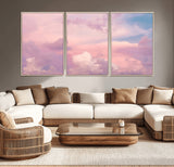 22874890-MGV-CV-36X24-Pastel Sky Wall Art Canvas Print, Framed Dreamy Cloudscape Art Picture Print, Sunset Glow Perfect Minimalist Serenity Decor