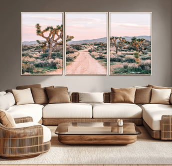 12540952-MGV-CV-36X24-Joshua Tree Park Wall Art Canvas Print, Framed Desert Road Art Picture Print, Sunset Drive Perfect Southwestern Boho Decor Artwork
