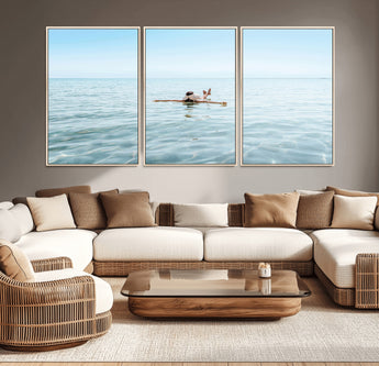 32624554-MGV-CV-36X24-Swimming Relaxation Wall Art Canvas Print, Framed Peaceful Water Art Picture Print, Clear Sea Perfect Minimalist Aquatic Decor