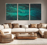 93287752-MGV-CV-36X24-Ocean Surf Wall Art Canvas Print, Framed Blue Waters Art Picture Print, Vibrant Seascape Perfect Coastal Adventure Decor Artwork