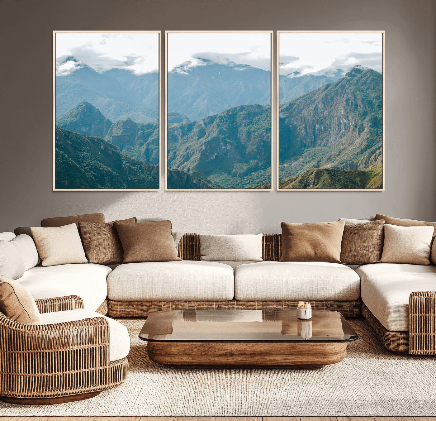 79393816-MGV-CV-36X24-Misty Mountain Wall Art Canvas Print, Framed Cloudy Andean Art Picture Print, Rugged Mountain Perfect Rustic Nature Decor Artwork