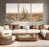 76234974-MGV-CV-36X24-Desert Cactus Wall Art Canvas Print, Framed Baja Desert Art Picture Print, Pastel Desert Perfect Southwestern Boho Decor Artwork
