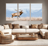96024025-MGV-CV-36X24-Elk Photography Wall Art Canvas Print, Framed Mountain Wildlife Art Picture Print, Rustic Lodge Decor Perfect Rustic Lodge Decor