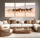 83644685-MGV-CV-36X24-Wild Horse Art Wall Art Canvas Print, Framed Rustic Western Art Picture Print, Desert Horse Scene Perfect Rustic Western Decor