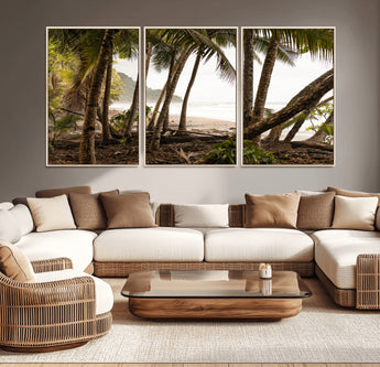 92093951-MGV-CV-36X24-Tropical Jungle Wall Art Canvas Print, Framed Palm Tree Forest Art Picture Print, Coastal Escape Perfect Jungle Retreat Decor