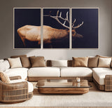 91871131-MGV-CV-36X24-Rustic Elk Art Wall Art Canvas Print, Framed Moody Wildlife Decor Art Picture Print, Western Animal Print Perfect Western Lodge