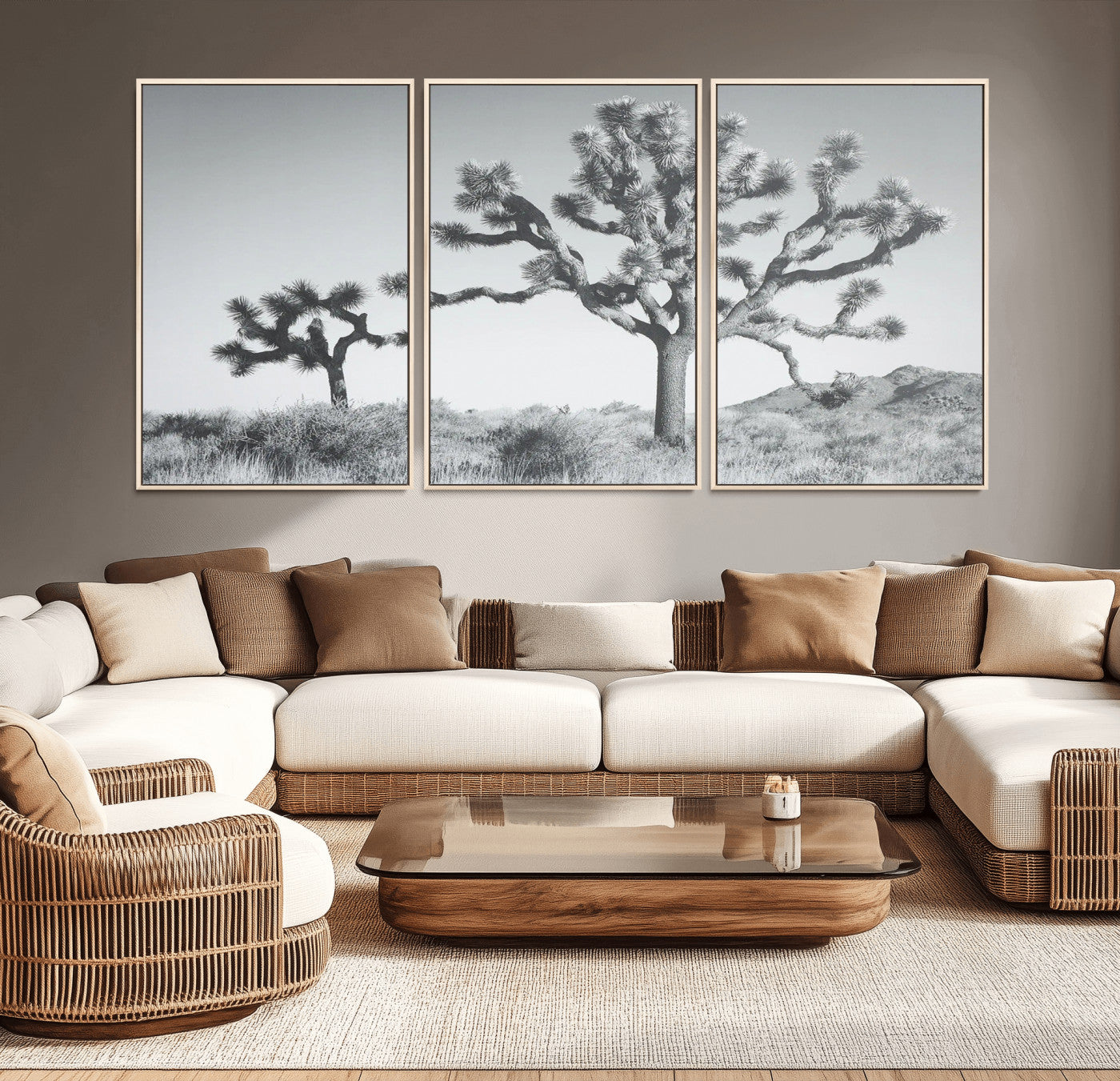 58647785-MGV-CV-36X24-Calm Earthy Aesthetic Wall Art Canvas Print, Framed Arid Terrain Decor Art Picture Print, Joshua Tree Perfect Rustic Minimalist