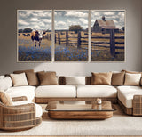 22296025-MGV-CV-36X24-Texas Longhorn Canvas Wall Art Canvas Print, Framed Rustic Barn Wall Art Art Picture Print, Farmhouse Cow Decor Perfect Rustic