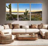 52844711-MGV-CV-36X24-Saguaro Cactus Wall Art Canvas Print, Framed Desert Sunset Art Picture Print, Southwestern Scene Perfect Southwestern Rustic Decor