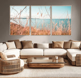 36108696-MGV-CV-36X24-Coastal Grass Wall Art – Serene Ocean View Canvas Print, Beach Nature Photography Decor for Living Room, Bedroom, Office or Modern