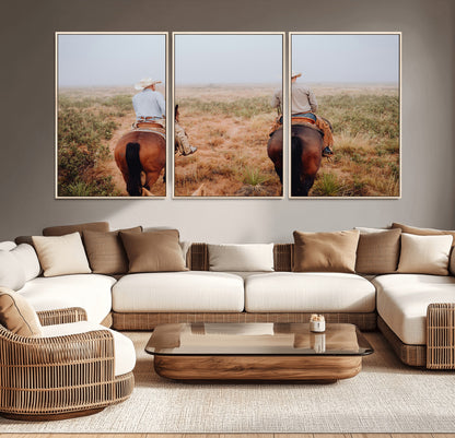 54943176-MGV-CV-36X24-Cowboy Wall Art Wall Art Canvas Print, Framed Western Canvas Art Picture Print, Rustic Ranch Scene Perfect Rustic Western Decor