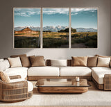 92497443-MGV-CV-36X24-Rustic Farmhouse Wall Art Canvas Print, Framed Mountain Cabin Art Picture Print, Western Landscape Perfect Rustic Farmhouse Decor