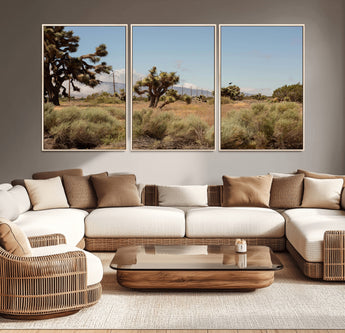 16114018-MGV-CV-36X24-Joshua Tree Wall Art Canvas Print, Framed Desert Landscape Art Picture Print, Mountain Horizon Perfect Southwestern Boho Decor