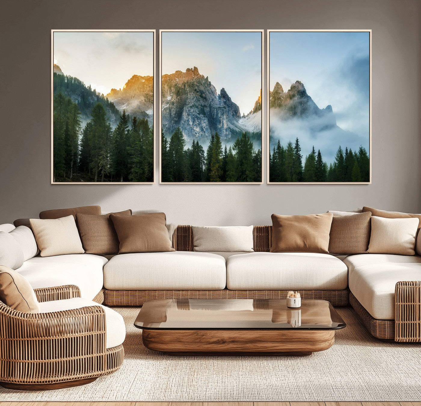 21145440-MGV-CV-36X24-Wilderness Wall Art Wall Art Canvas Print, Framed Nature Landscape Decor Art Picture Print, Misty Forest Photography Perfect
