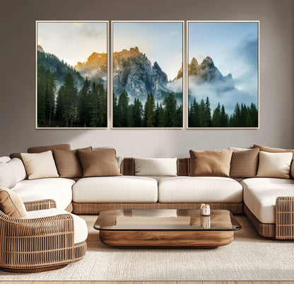 21145440-MGV-CV-36X24-Wilderness Wall Art Wall Art Canvas Print, Framed Nature Landscape Decor Art Picture Print, Misty Forest Photography Perfect