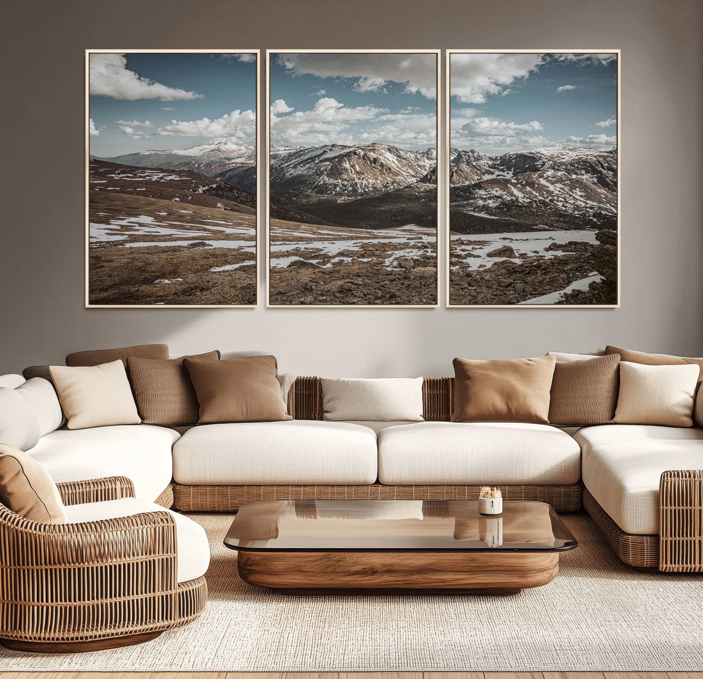 44565953-MGV-CV-36X24-Mountain Landscape Wall Art Canvas Print, Framed Snowy Peaks Art Picture Print, Rugged Highlands Perfect Rustic Adventure Decor