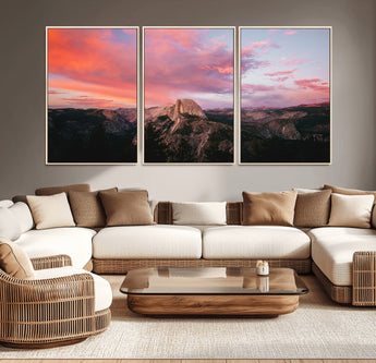 32786115-MGV-CV-36X24-Half Dome Wall Art Canvas Print, Framed Yosemite National Park Art Picture Print, Dramatic Sunset Perfect Adventurous Wilderness
