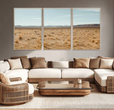 55918919-MGV-CV-36X24-Desert Landscape Wall Art – Golden Grass Plains and Mountain Horizon Canvas Print, Southwest Nature Photography Decor for Living