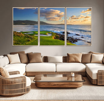 50107048-MGV-CV-36X24-Golf Course Wall Art – Coastal Ocean View Canvas Print, Scenic Fairway Landscape Decor for Office, Man Cave, Bedroom, or Living