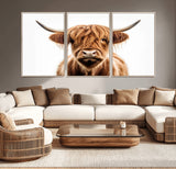 637908607-MGV-FC-93X47-3P_Black-Highland Cow Wall Art Print – Rustic Farmhouse Animal Portrait, Scottish Highland Cattle Canvas, Modern Country Wall Decor for