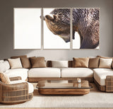 14405507-MGV-CV-36X24-Bear Wall Art – Wildlife Canvas Print with Rustic Animal Portrait and Minimalist Background, Nature Inspired Photography for