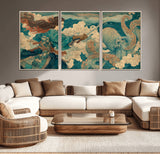 37943964-MGV-CV-36X24-Samurai Warrior vs Octopus Wall Art – Japanese Ukiyo-e Style Canvas Print, Ocean Battle Scene Artwork for Living Room, Office, Man