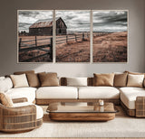 70676381-MGV-CV-36X24-Rustic Barn Wall Art – Weathered Farmhouse Canvas Print, Country Landscape Photography Decor for Bedroom, Living Room, Office,