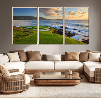 67486665-MGV-CV-36X24-Golf Course Wall Art – Pebble Beach Oceanfront Canvas Print, Coastal Fairway Photography Sports Decor for Living Room, Office, Man