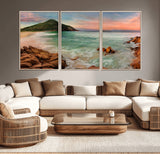 53831025-MGV-CV-36X24-Coastal Landscape Wall Art – Tropical Beach Ocean Canvas Print, Sunset Mountain View Photography Decor for Living Room, Bedroom,