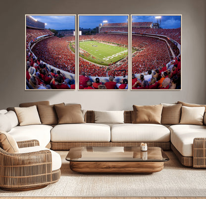 10244378-MGV-CV-36X24-Sanford Stadium Wall Art – Georgia Bulldogs Football Panoramic Evening Canvas Print, College Game Day Decor for Man Cave, Bar, or