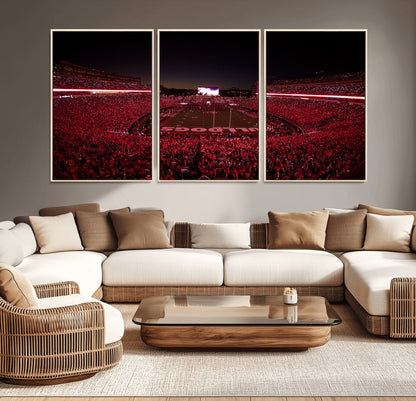 38331045-MGV-CV-36X24-Sanford Stadium Wall Art – Georgia Bulldogs Football Red Night Game Canvas Print, Electric College Sports Decor for Man Cave or