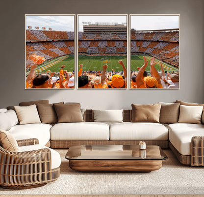 76011417-MGV-CV-36X24-Tennessee Volunteers Wall Art – Neyland Stadium Checkerboard Crowd Canvas Print, Vols Football Game Day Fan Perspective Sports