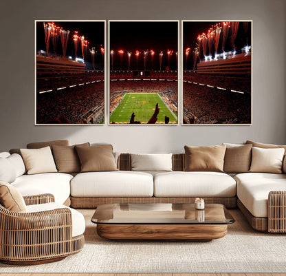 73358115-MGV-CV-36X24-Tennessee Volunteers Wall Art – Neyland Stadium Fireworks Night Game Canvas Print, Vols Football Checkerboard Endzone Sports Decor