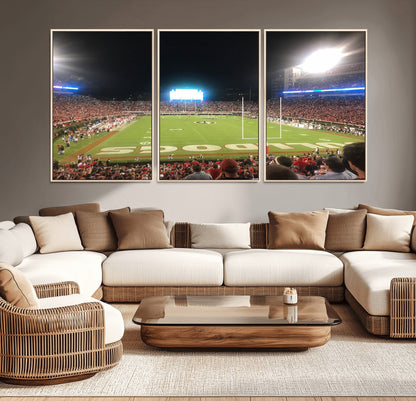 16230786-MGV-CV-36X24-Georgia Bulldogs Stadium Wall Art – Night Game Football Field Canvas Print, Panoramic Sports Decor for Home, Office, Fan Cave
