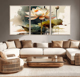 46359-MGV-CV-36X24-Lotus Blossom Wall Art Canvas Print, Framed Water Lily Art Picture Print, Zen Flower Perfect Zen Botanical Decor Artwork