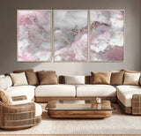 16416-MGV-CV-36X24-Blush Marble Wall Art Canvas Print, Framed Rose Gold Art Picture Print, Pink Cloudy Perfect Modern Glam Decor Artwork