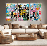 36856-MGV-CV-36X24-Life Is Beautiful Wall Art – Colorful Graffiti Canvas Print, Modern Street Style Artwork, Inspirational Decor for Living Room,