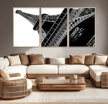 89033-MGV-CV-36X24-Eiffel Tower Wall Art – Dramatic Black and White Architectural Canvas Print, Modern Paris Decor for Office, Living Room or